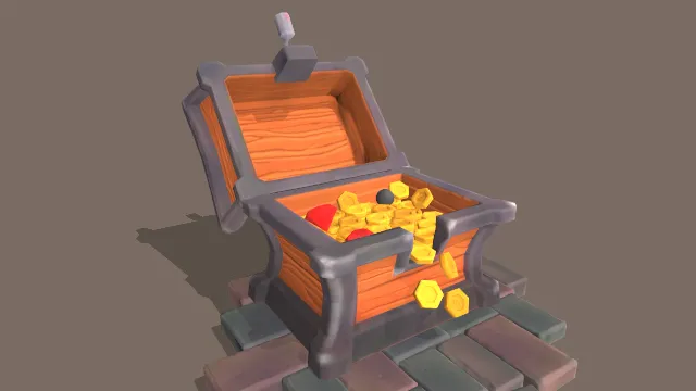海盜宝箱盒子金币模型道具