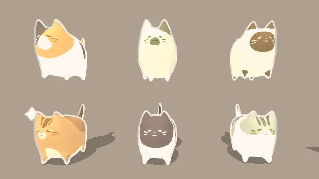 可爱猫咪组合运动动画模型