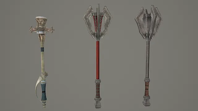 重型魔纹长柄游戏武器套装3D模型