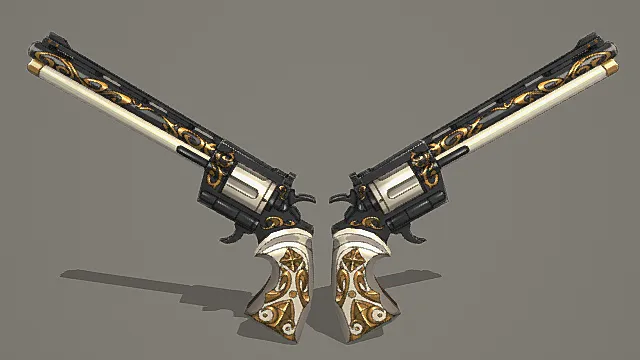 华丽贵族双持左轮游戏武器3D模型 