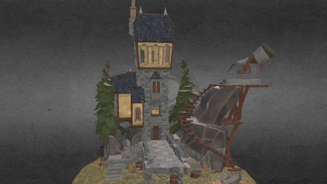 中世纪天文塔塔楼建筑场景