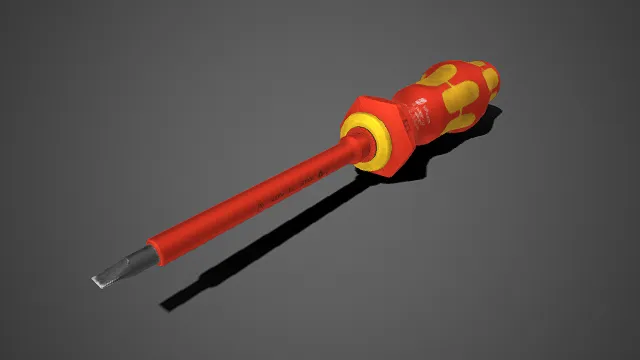 绝缘螺丝刀  一字起子  电工工具  防滑设计  红黄色手柄  