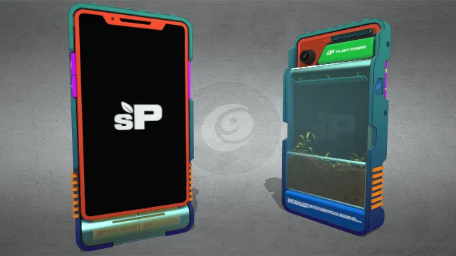 太阳能朋克手机植物驱动模型机器