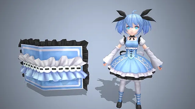 洛丽塔少女  魔法书武器  蕾丝花边洋装  Q版萝莉