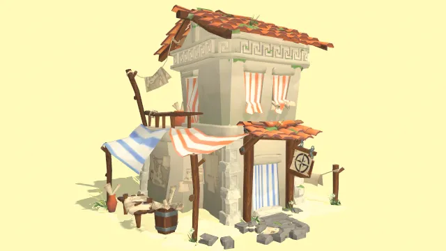 希腊石头建筑房子场景模型