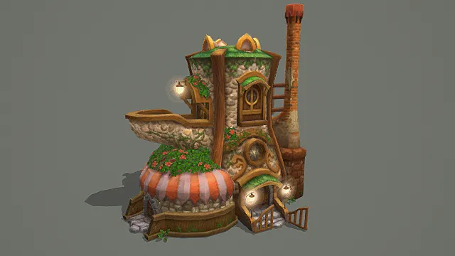 童话奇幻风格多层小屋模型