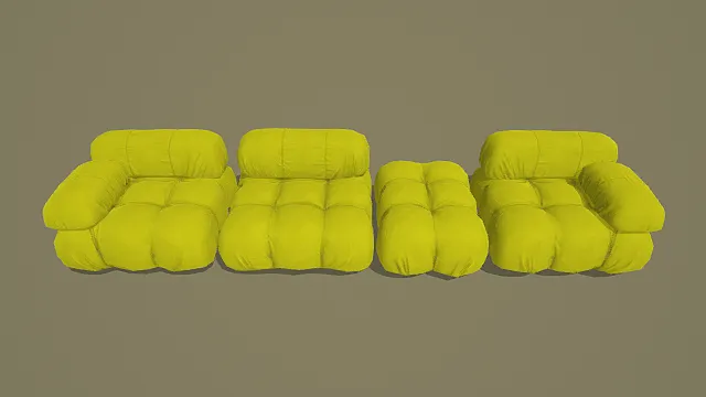 低多边形风格模块化沙发组合3D模型