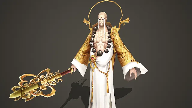 自带光环的金袍武僧角色模型