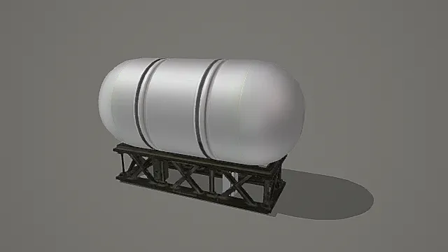 复古工业风桁架支撑卧式储罐3D模型