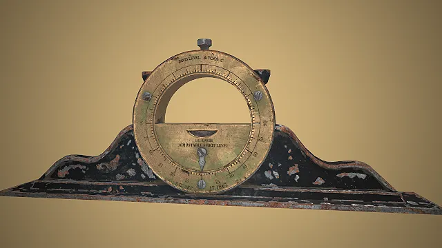 复古水平仪  黄铜锈蚀做旧  金属磨损  写实建模