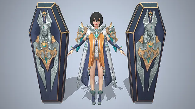 奇幻法袍  双棺柩武器  蓝金神圣风  圣职法师