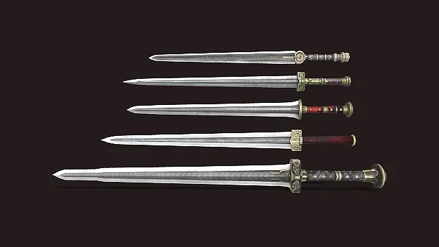 奇幻风多尺寸长剑套装 3D 模型