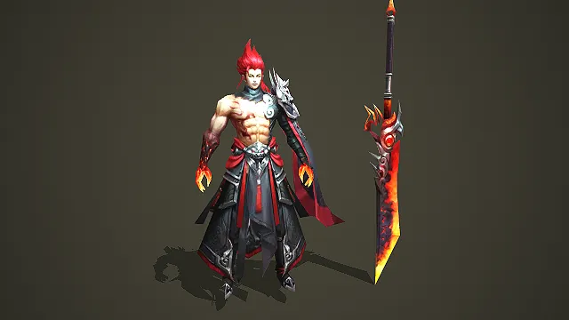 红发火焰魔神战士配炎魔刀角色模型