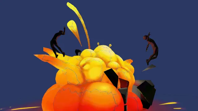 风格化人物被炸飞爆炸场景