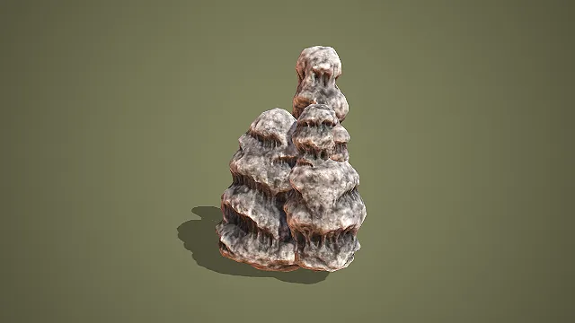 卡通风格紧凑簇生溶洞石笋组合地下场景装饰模型