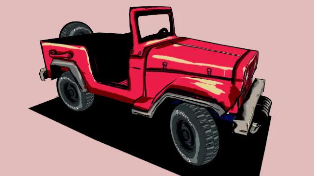 卡通手绘风格化卡车汽车越野车模型