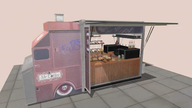 小型咖啡店餐车饮食
