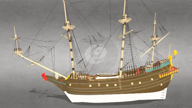 中世纪海洋运输工具船只团结号帆船