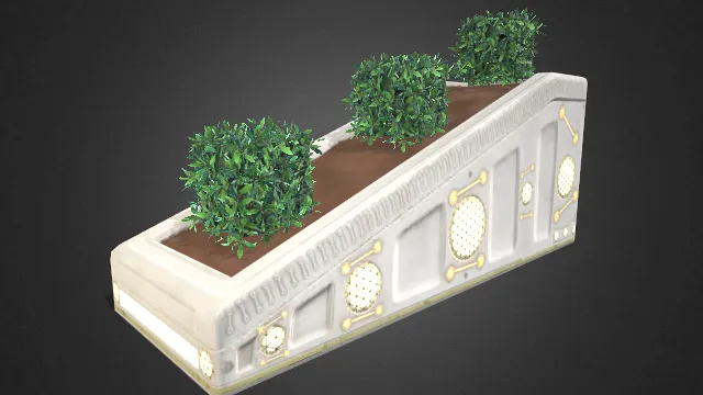 科幻花园盆栽植物低多边形模型