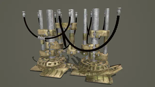 废土加固风多足起重架3D模型