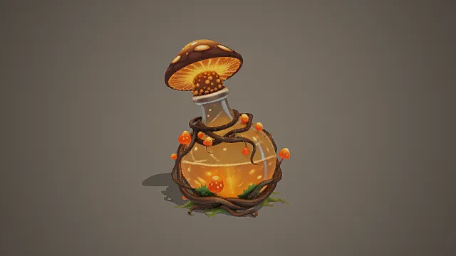 奇幻蘑菇药剂瓶模型