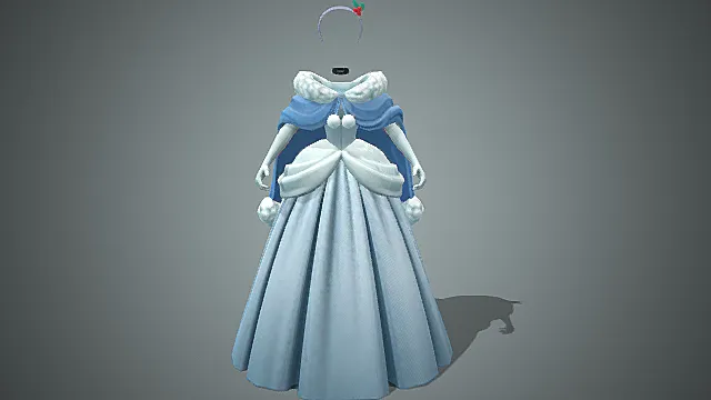 仙蒂公主蓝白礼裙模型