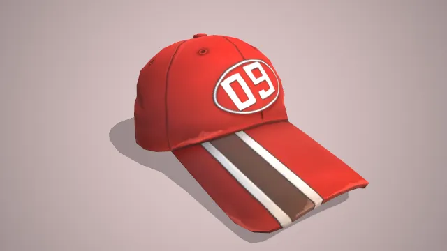 红色棒球帽棕白色条纹数字装饰