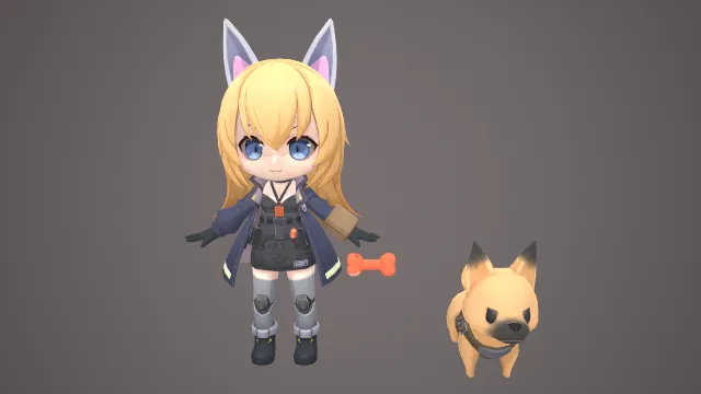 猫狗少女 3d模型 手办 pbr模型 