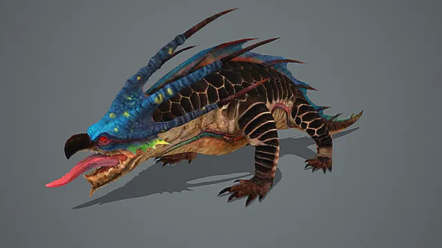 秘境异种风格斑斓毒舌蜥模型