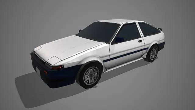 白蓝配色丰田 AE86 跑车写实汽车模型