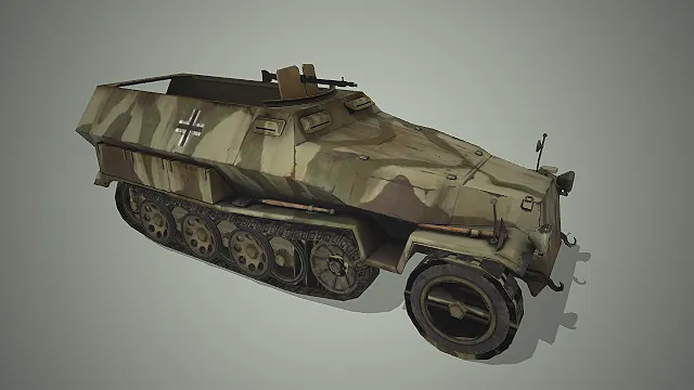 半履带装甲车  迷彩涂装  做旧战场  开放式运兵舱