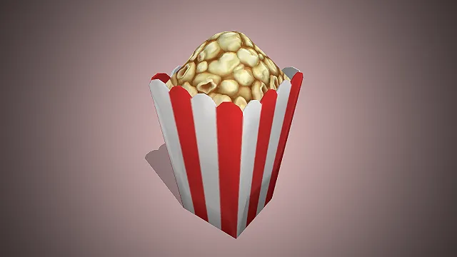 一份装在红白条纹经典纸桶里的黄油爆米花