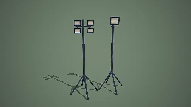 三脚架式多灯头与单灯头移动补光灯组合模型