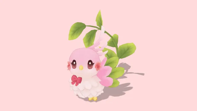 粉色奥卡梅鸟尾巴呈植物样子动物运动动画