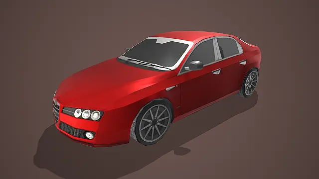 红色阿尔法・罗密欧轿车带经典格栅写实汽车模型