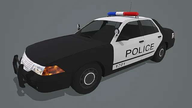 卡通风格警用巡逻车3D模型