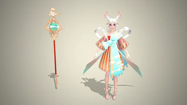 王者荣耀瑶  遇见神鹿  祥云纹饰  灵动可爱