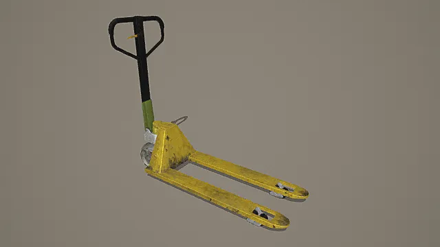 复古仓储风旧化黄色叉车3D模型