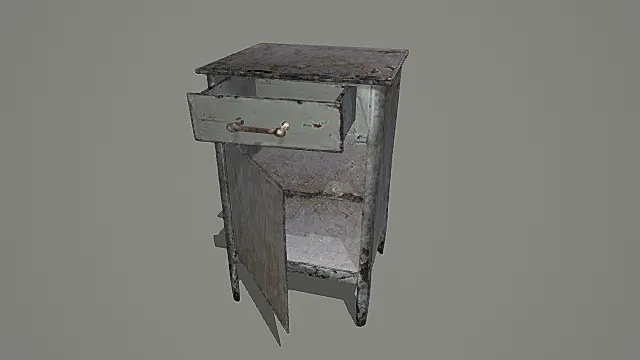 复古做旧金属柜（带抽屉与开门）3D模型