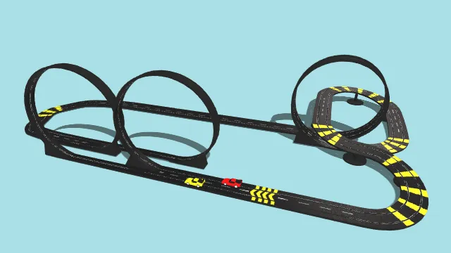 一套带有立体双环弯道的儿童轨道赛车3D模型