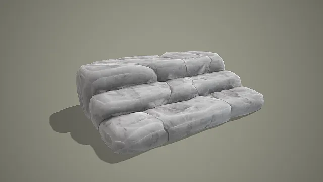 低多边形层叠式自然岩石台 3D 模型 户外场景地形搭建装饰素材