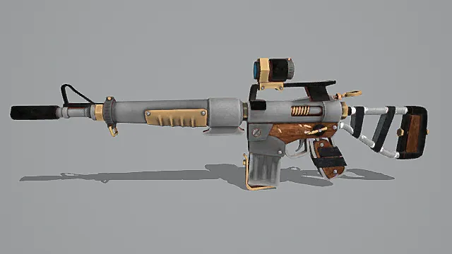 复古工业风银金拼接步枪3D模型