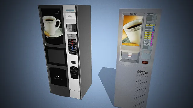 一组写实风格的3D自助咖啡机模型