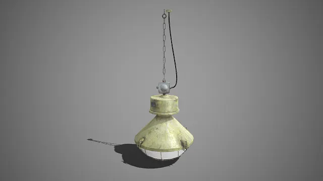 工业风复古吊灯  泛黄锈蚀的金属材质  斑驳岁月痕迹  锥形灯罩  照明设备  功能性与装饰性