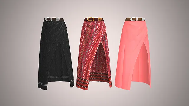 开衩长裙  民族风印花  通勤风穿搭  金属扣皮带