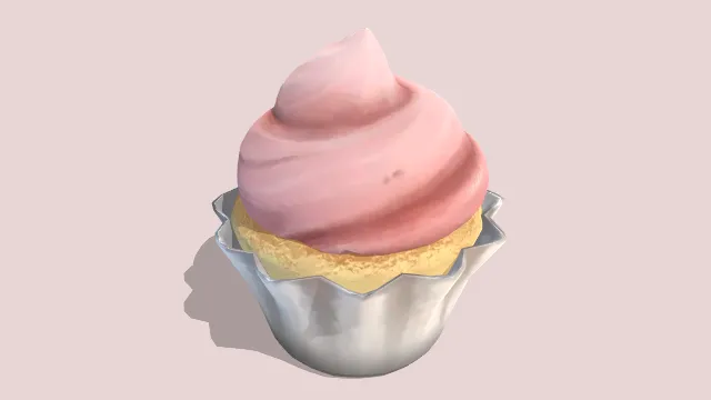 粉色奶油风格化纸杯蛋糕甜点