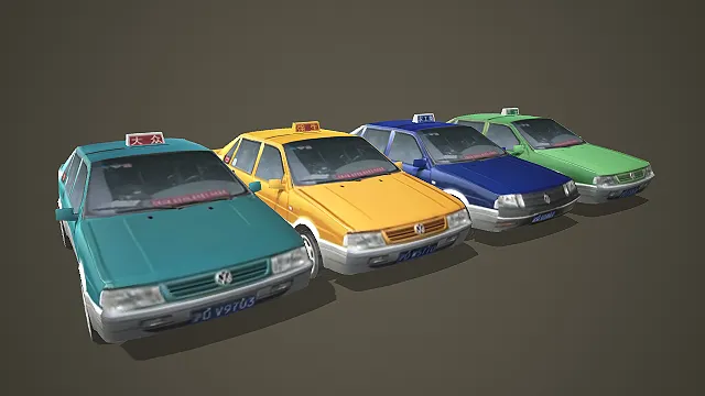多色组合 TAXI 出租车 3D 模型