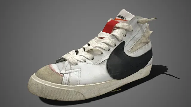 高帮鞋  耐克板鞋  黑白撞色  复古  磨损  休闲运动鞋