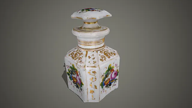 欧式彩绘描金玻璃盖瓶摆件 3D 模型
