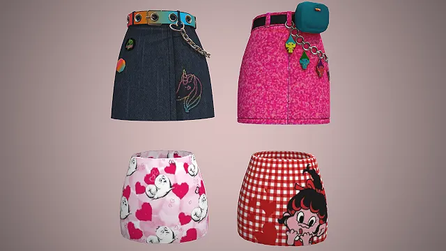 A字短裙  联名印花  童趣可爱风  金属链条